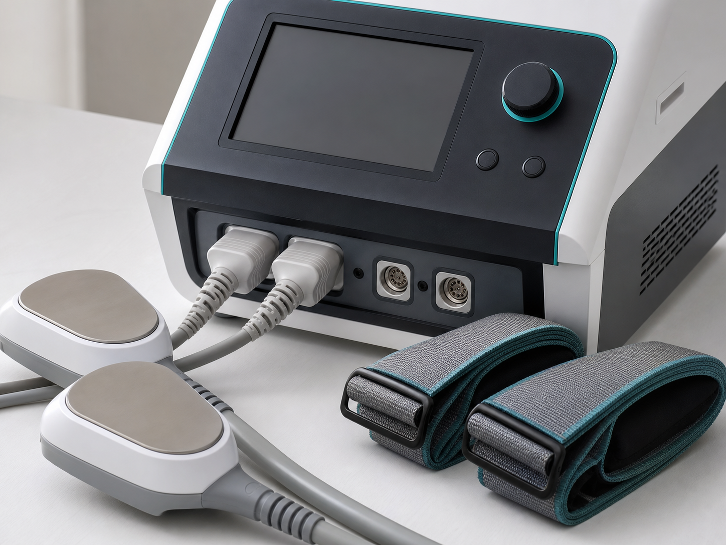 Painel de controle EMS, conectores de aplicador e cintas