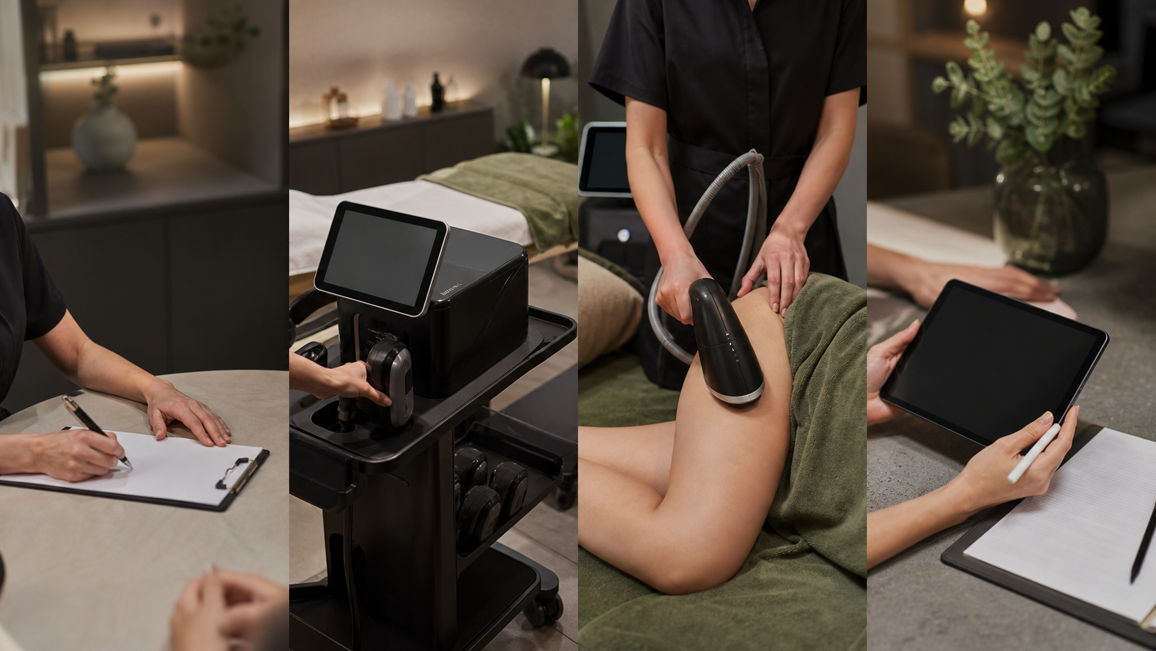 Flujo de trabajo del servicio de contorno corporal en un estudio de belleza profesional
