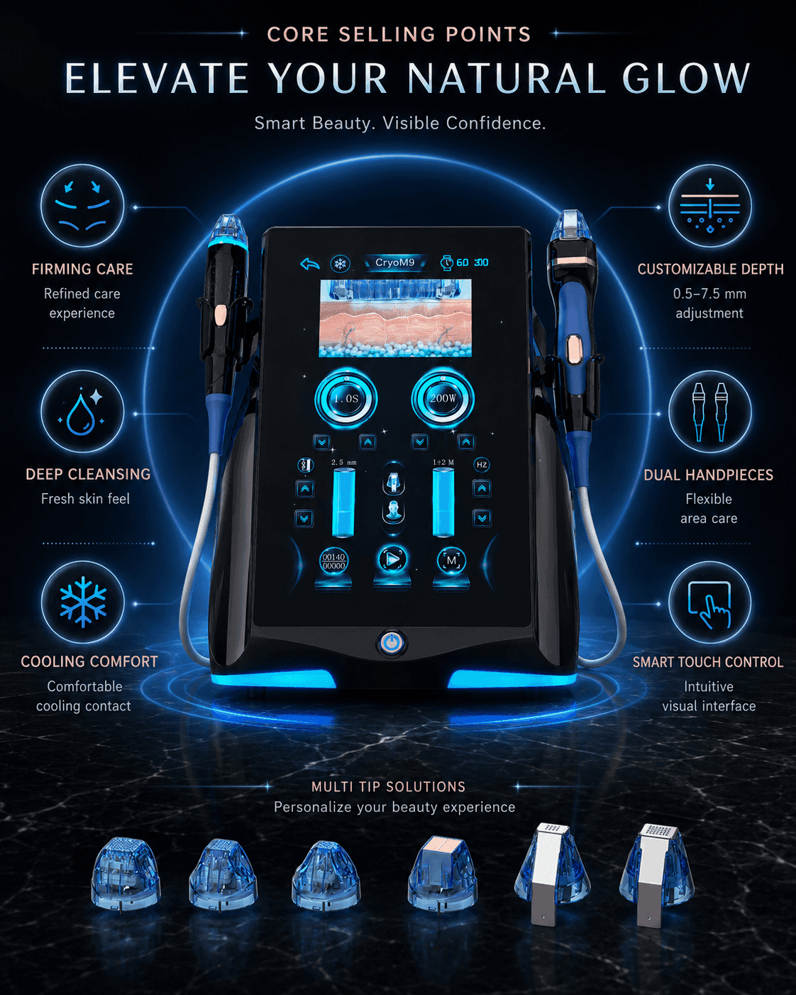 RESCUPL SK-A70 CryoM9 dual-handpiece RF microneedling machine with cooling