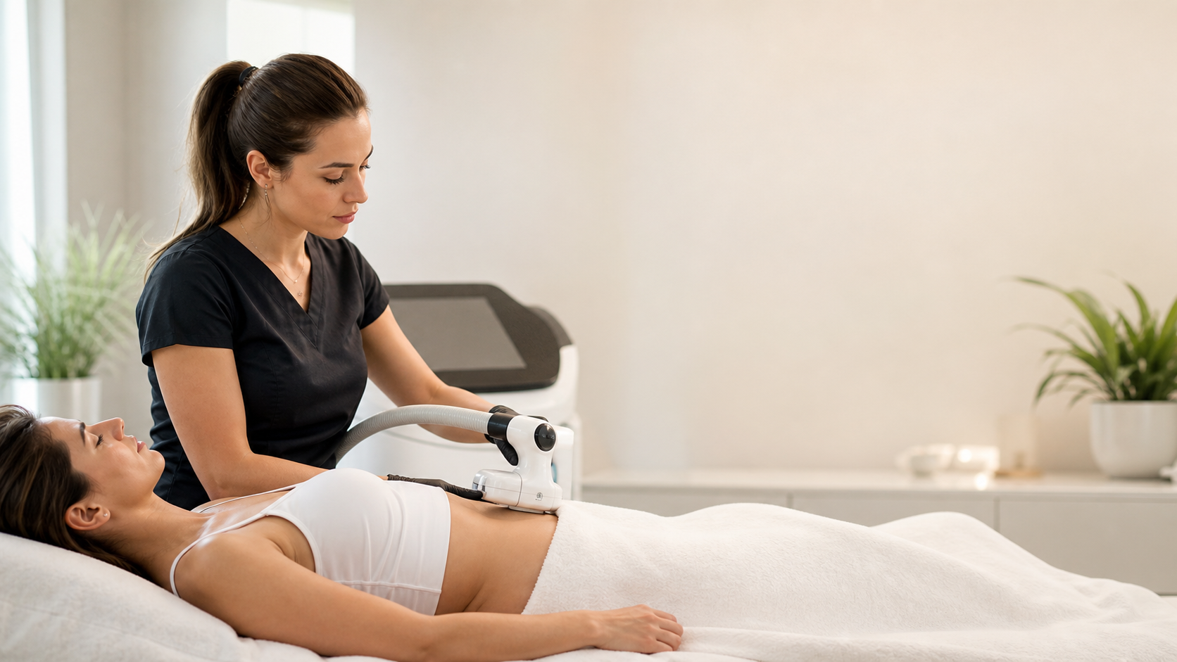 Professional body contouring service in a clean beauty studio